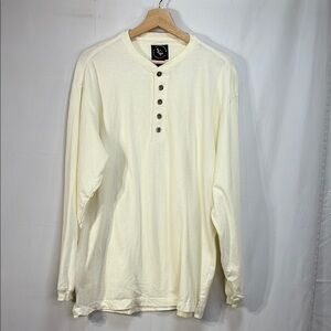 🤡 Ferruche Cream Long Sleeve Henley Tee with Relaxed Fit